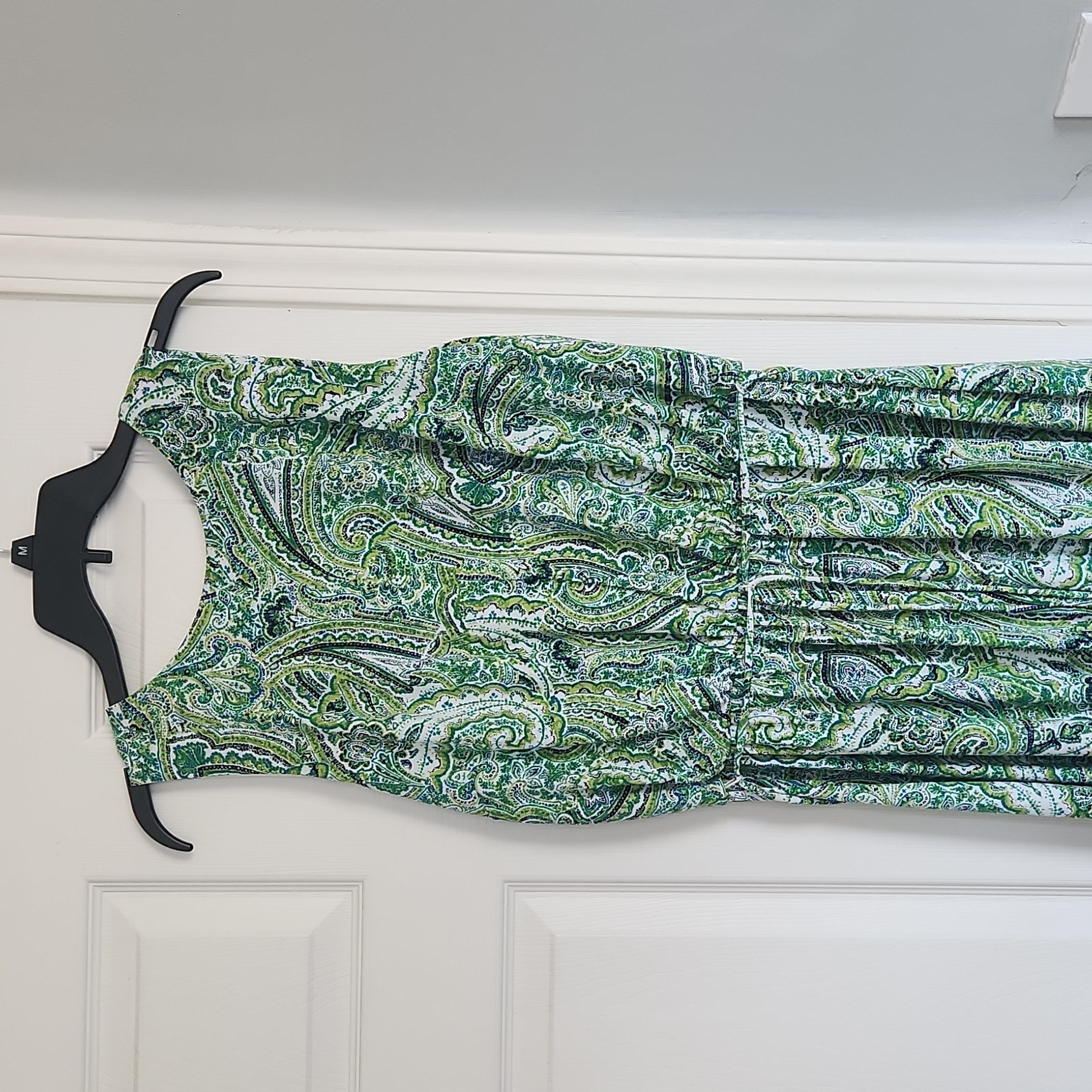 London Times Sleeveless Jumper Suit Size 10 Green Paisley